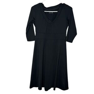 Eddie Bauer Women's Travex Black 3/4 Sleeve V-Neck Mini A-Line Dress Small